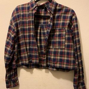 Plaid Long Sleeve Button Up (Crop Top Style)